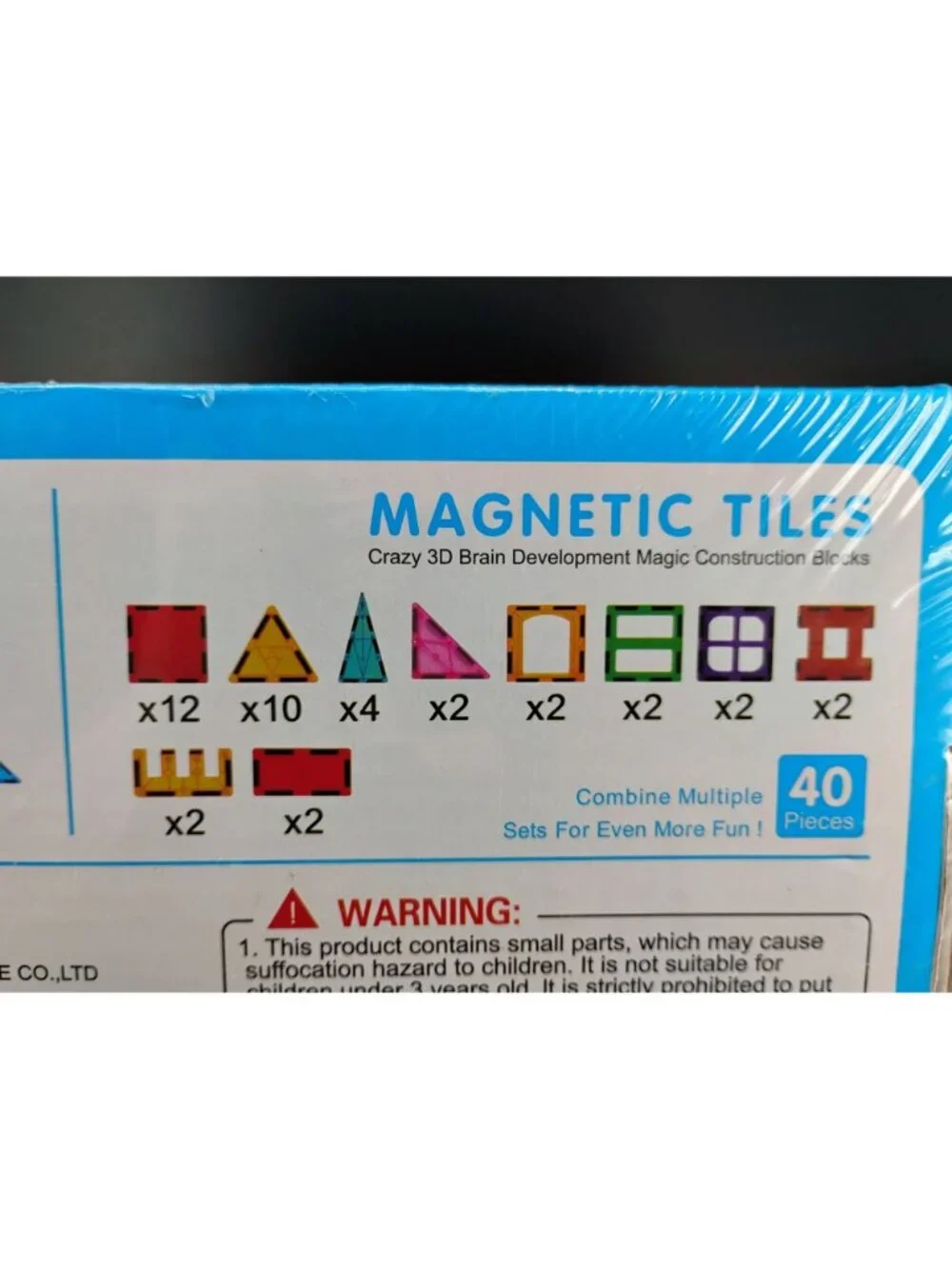Magnetic Tiles 40-Piece Set 3D Brain Development Construction Blocks